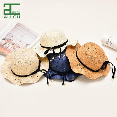 China ALLCH Retro Beach Romance Women's Straw Hats Sun Beach Hat With Bowknot Big Wave SPF Summer Hats For Women for sale