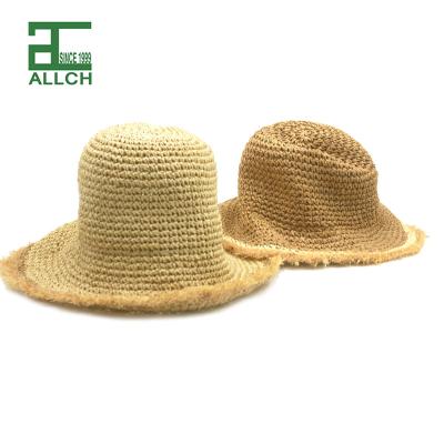 China ALLCH Packable Fashion Summer Beach Crochet Bucket Hat Eco-friendly Women UV Protection Handmade Crochet Hat for sale