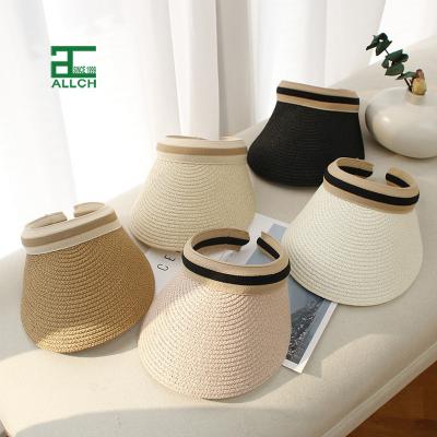 China Wholesale Kids and Adults Eco-Friendly ALLCH RTS Summer Beach Sun Protection Outdoor Fashion Straw Visor Hat for sale