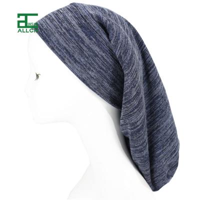 China ALLCH Picture Silky Slouchy Adjustable Strap Curly Hair Wrap Satin Long Striped Sleep Hat Hood Night And Day Black for sale