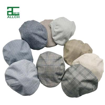 China ALLCH Plaid Baker's Boy Flat Cap Logo Cap Manufacturer High Quality Checked Ivy Cap Wholesale Peaky Blinders Checked Hat Custom Men's Hat for sale