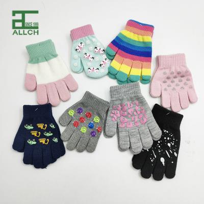 China ALLCH Kids Men Women Mitten Striped Custom Logo Printed Rubber Touch Screen Knitted Magic Gloves for sale