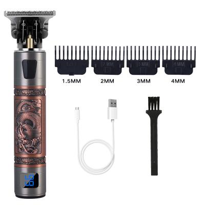 China LCD Display Chinese Dragon Electric Cordless LCD Trimmer with 18500 Batteries Gift Box Rechargeable Hair Trimmer Professional Clipper for sale