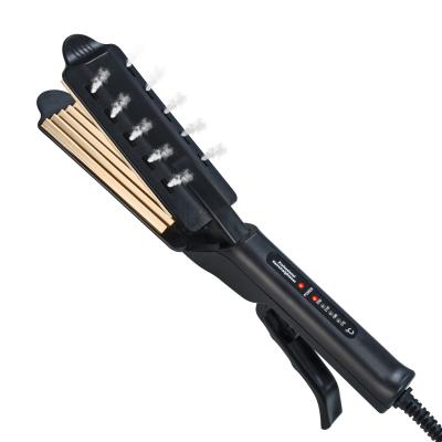 China Professional Daily Hair Dressing Small Wave Shape Gloss Titanium Ceramic Heating Plate 2 in 1 Hair Straightening and Curling Iron Hair for sale