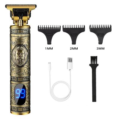 China LCD Display 1600mAh Profesional Gift Box Safety Large 18500 Batteries Electric Cordless Rechargeable Beard Trimmer for sale