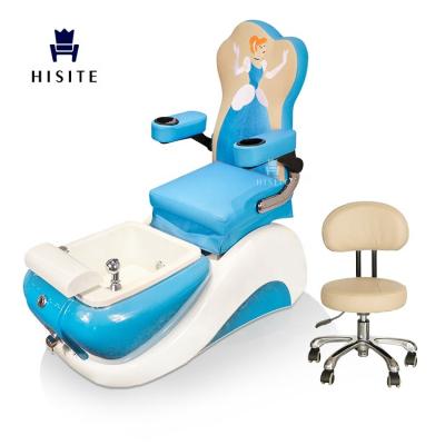 China Hisite Cartoon Princess Nail Salon Foot Spa Chair Modern Luxury Durable Blue Kids Spa Pedicure Chair For Children for sale