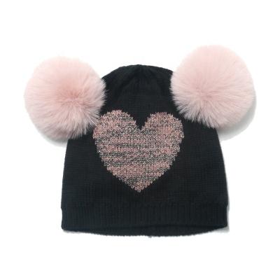 China 2022 Hot Selling New COMMON Heart Top Ball Knit Hat Winter Cap for sale