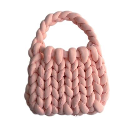 China Knit Newest Nordic Raw Yarn Fashion Style Woven Bag Pure Hand - Woven Handbag For Women Lady Girl for sale