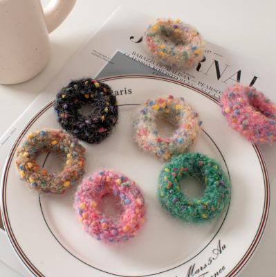 China 2022 New Style Hair Decoration Soft Fuzzy Crochet Confetti Women's Hair Scrunchies for sale