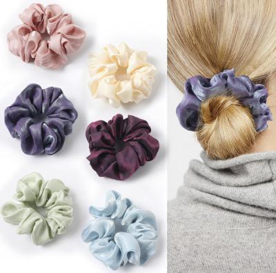 China Wholesale Hair Decoration Women Solid Satin Elastic Hair Scrunchies for sale