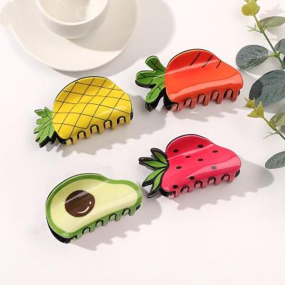 China Acrylic hair decoration fruit and vegetable handle bun shark hair clip fashion hair claw clip for sale