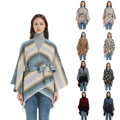 China 2022 new winter thermal shawls plaid American European thickened popular shawls fashion cape for ladies for sale