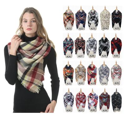 China Multiple Use Europe and the United States Square Cashmere Scarf Female Scarf Face Cape Autumn Winter New Large Plaid Double for sale