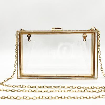 China Fashion 2023 Fashion Acrylic Clear Purse Cute Transparent Cross - Body Bag Purse Chain Shoulder Evening Clutch Bag for sale