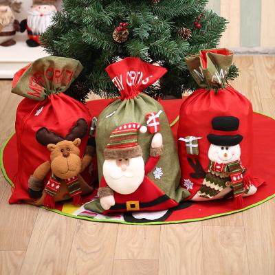 China Large Recyclable Nonwoven Three-Dimensional Canvas Santa Claus Shape Gift Bag for sale