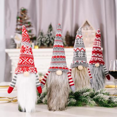 China European and American style of new recyclable Christmas decoration knitted faceless old man long beard wine bottle set home festival for sale