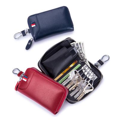 China Car Key Cover Fashion Multi-Function Key Wallets Zipper Purse Bag High Grade Retail Leather Holders For Man And Woman for sale