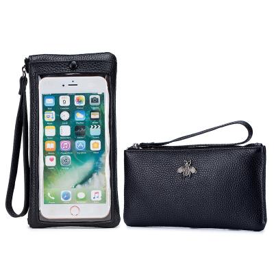 China High Quality Hot Selling Wholesale Women's First Layer Leather Shoulder Leather Cross - Body Bag Wallet Case Touch Screen Cell Phone Bags for sale