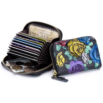 China Business Card Rfid Blocking Card Cases Womens Credit Card Holders With Zipper Accordion Small Wallet for sale