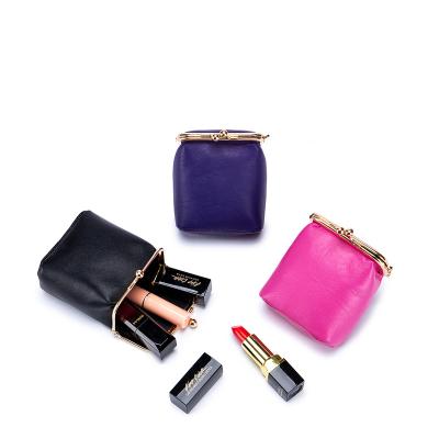 China Lady New Arrival Mini Small Lipstick Bag Storage Genuine Leather Portable Cosmetic Bags With For Ladies for sale