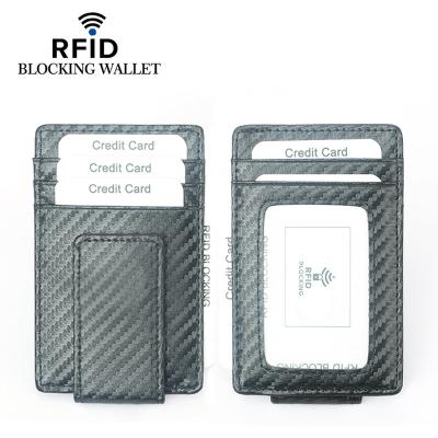 China RFID Blocking Protects 2021 New Men's Carbon Fiber Pattern Multi Dollar Clip Slot Card Bag Payment Order Clip Sleeve for sale