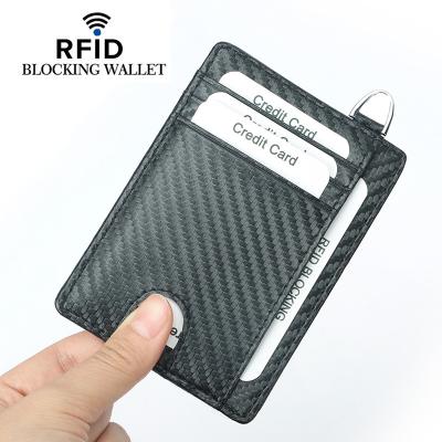 China RFID Blocking Protect New Amazon Carbon Fiber RFID Slot Multi Card Bag Hot Selling Multifunction Work Card Sleeve for sale