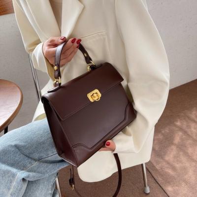 China Fashion High Sense Retro High Sense Fashion PU Small Square Women's Single Shoulder Crosbodys Bag Wholesale Leisure Bag for sale