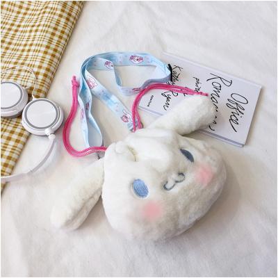 China New high quality autumn and winter cartoon plush dog handbag cute girl's Korean cross children's drawstring bag for sale