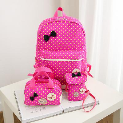 China 3Pcs/set Large Dots Printing Waterproof Primary School Backpack Unisex School Bag Korean Cute Kids Waterproof Backpacks For Girls Boys for sale