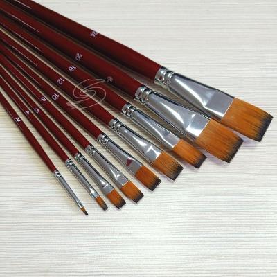 China High Quality Oil Paint Art Supplies Brush For Acrylics Painting Oil Paint Set Brush With Red Wooden Handle for sale