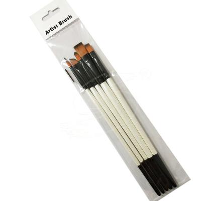 China Best Selling Wooden Handle Oil and Acrylic Paint Brushes 5Pcs Oil Painting Artist Play Brushes for sale