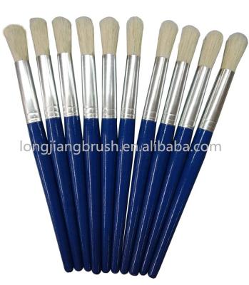 China Round Oil Painting Pig Bristle Color Wooden Handle Oil Paint Brush For Painting for sale