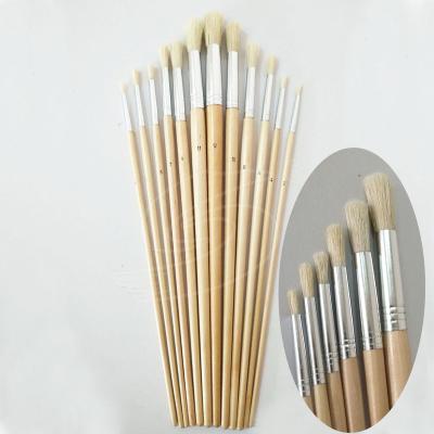 China Chinese Hair Bristles Brush For Oil Painting Round Artist Brush Set for sale