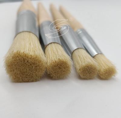 China Pure Acrylic Artist Paint Brush Set Oil Painting Natural Handle Pig Hair Oil Painting for sale