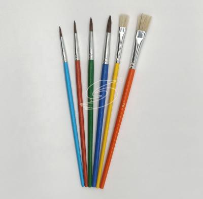 China Cheap Artist Wooden Child Oil Painting Handle Acrylic Paint Brushes For Art for sale