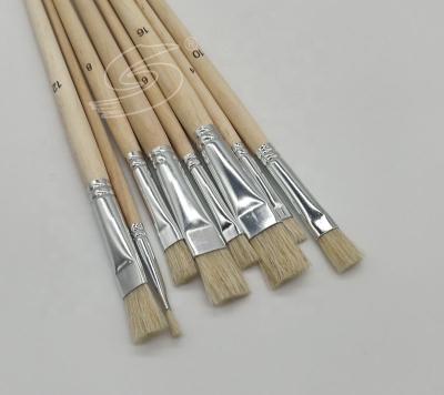 China Cheap Bristle Hair Natural Wooden Handle Oil Paint Artists Oil Art Painting Brush Set for sale