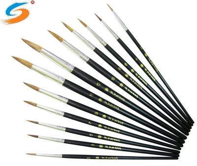 China Wholesale Oil Paint Paint Brush Set for Watercolor Black Handle with Goat Hair for sale