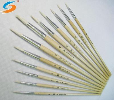 China Hot Selling 12pcs Oil Painting Wool Short Handle White Round Paint Brushes for sale