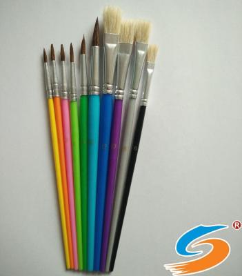 China Hot Sale Plastic Oil Paint Color 10pcs Handle Watercolor Paint Brush Set for sale