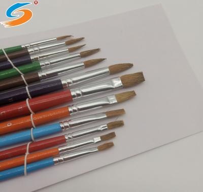 China Hot Selling Oil Painting Watercolor Artist Brush Set with Color Handle and Goat Hair for sale