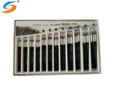 China 144pcs Oil Painting Watercolor Pony Hair Art Brush with Black Wooden Handle for sale