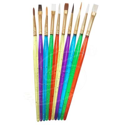 China Water Color Artist Painting Cheap Synthetic Acrylic and Watercolor Painting Plastic Handle Brush for Kids for sale