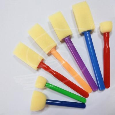 China Plastic Artist Paint Brush Children KIDA Sponge Brush Made In China Watercolor Painting Handle for sale