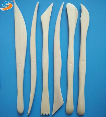 China 6pcs Artists Color Wooden Natural Clay Sculpting Knife Set for sale