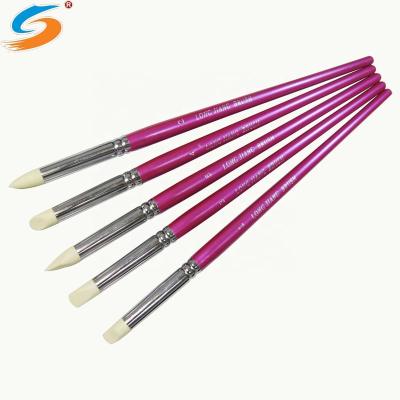 China 5pcs High Quality Wooden Handle Oil Paint Silicone Paint Brush for sale