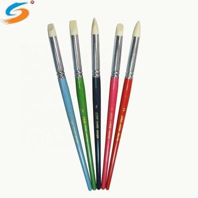 China 5pcs Oil Paint Short Handle Wooden Special Artist Paint Brush with Various Color Silicon Artist Paint Brush for sale