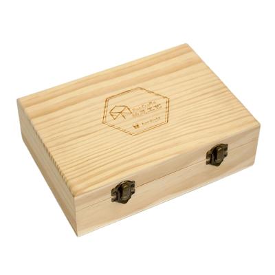 China Handmade Custom Logo Wooden Gift Box Small Packaging Jewelry Boxes Pan With Lock Tea Wood Storage Box for sale