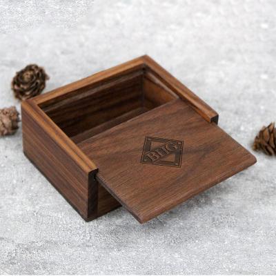 China Handmade Small Gift Wooden Packaging Box With Slipping Lid Business Name Card Nuts Box for sale