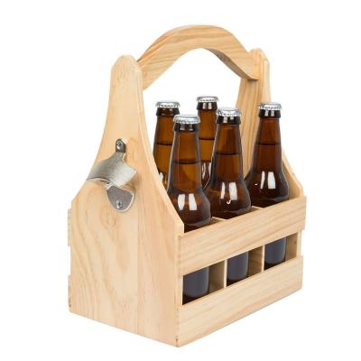 China Disposable Pan Custom Logo Color Party Use Wooden Gift Beer Carrier 6 Pack/Beer Bottle Holder Shabby Basket Box Carrier for sale