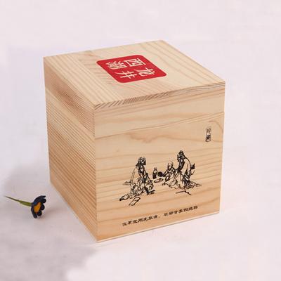 China Reused Solid Wood Natural Unfinished Materials Tea Bag Storage Box Pine Tea Box for sale